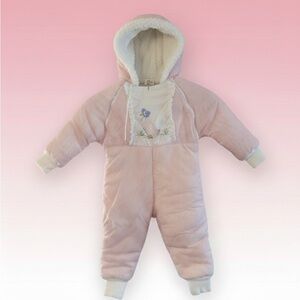 80’s Vintage Beatrix Potter Baby Snowsuit | Quiltex Pink Stripe Duck | 24M 🍼